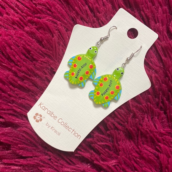 Puerto Rico artisanal turtle earrings 🐢 🌺 🇵🇷 - Picture 1 of 17
